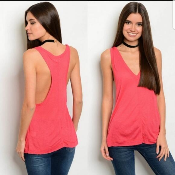 Honey Punch basics v neck tank top pink small - Picture 1 of 3